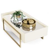 Mesa De Centro Espelhada Para Sala De Estar Suri Creme - 2
