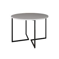 Mesa Jantar Industrial Redonda Branca Base V Ferro Preto Tampo 110Cm - 1