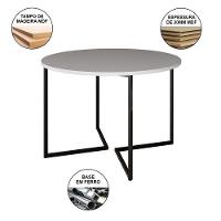 Mesa Jantar Industrial Redonda Branca Base V Ferro Preto Tampo 110Cm - 3