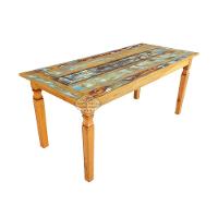 Mesa Em Madeira 180 X 80 Com Tinta Pátina Em Demolição Sudeste Rústico - 8