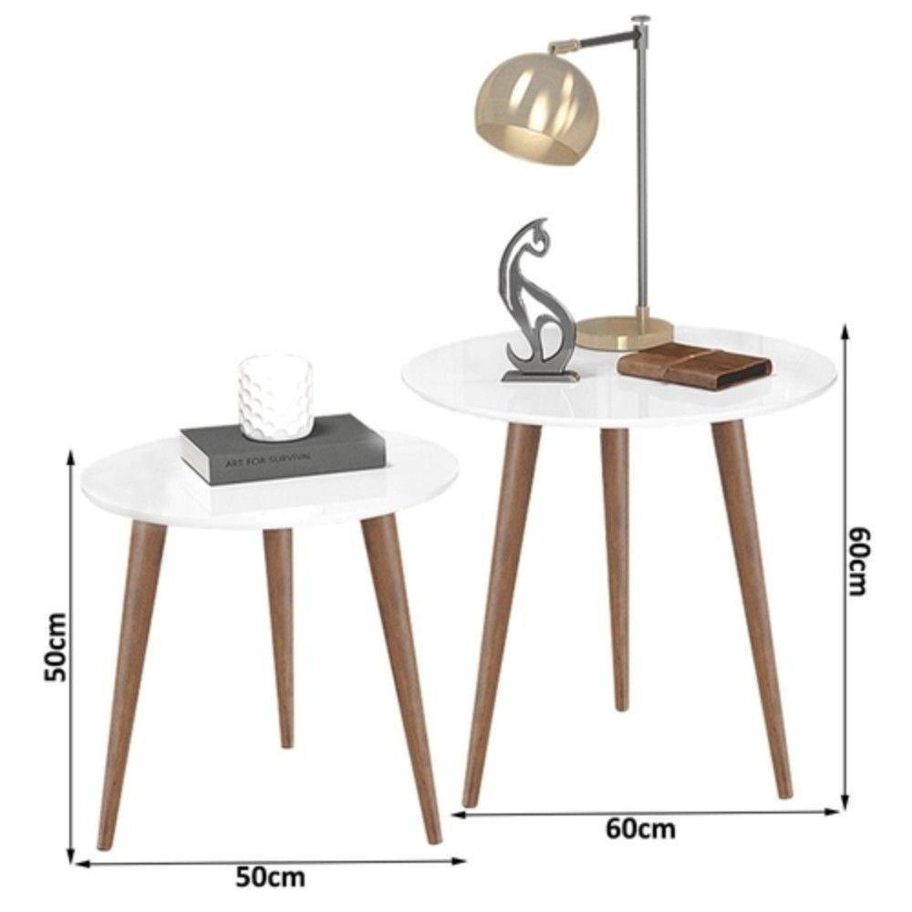 Conjunto De Mesas De Apoio E Lateral Tavares Branco - 2