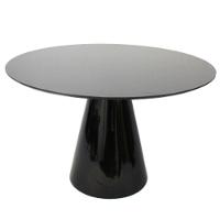 Mesa De Jantar Cone 130 Cm Tampo De Vidro Laca Preta Preto - 1