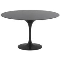 Mesa De Jantar Tulipa Saarinen Redonda 90 Cm + Vidro Temperado Laqueada Preto - 1