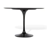 Mesa De Jantar Tulipa Saarinen Redonda 90 Cm + Vidro Temperado Laqueada Preto - 2