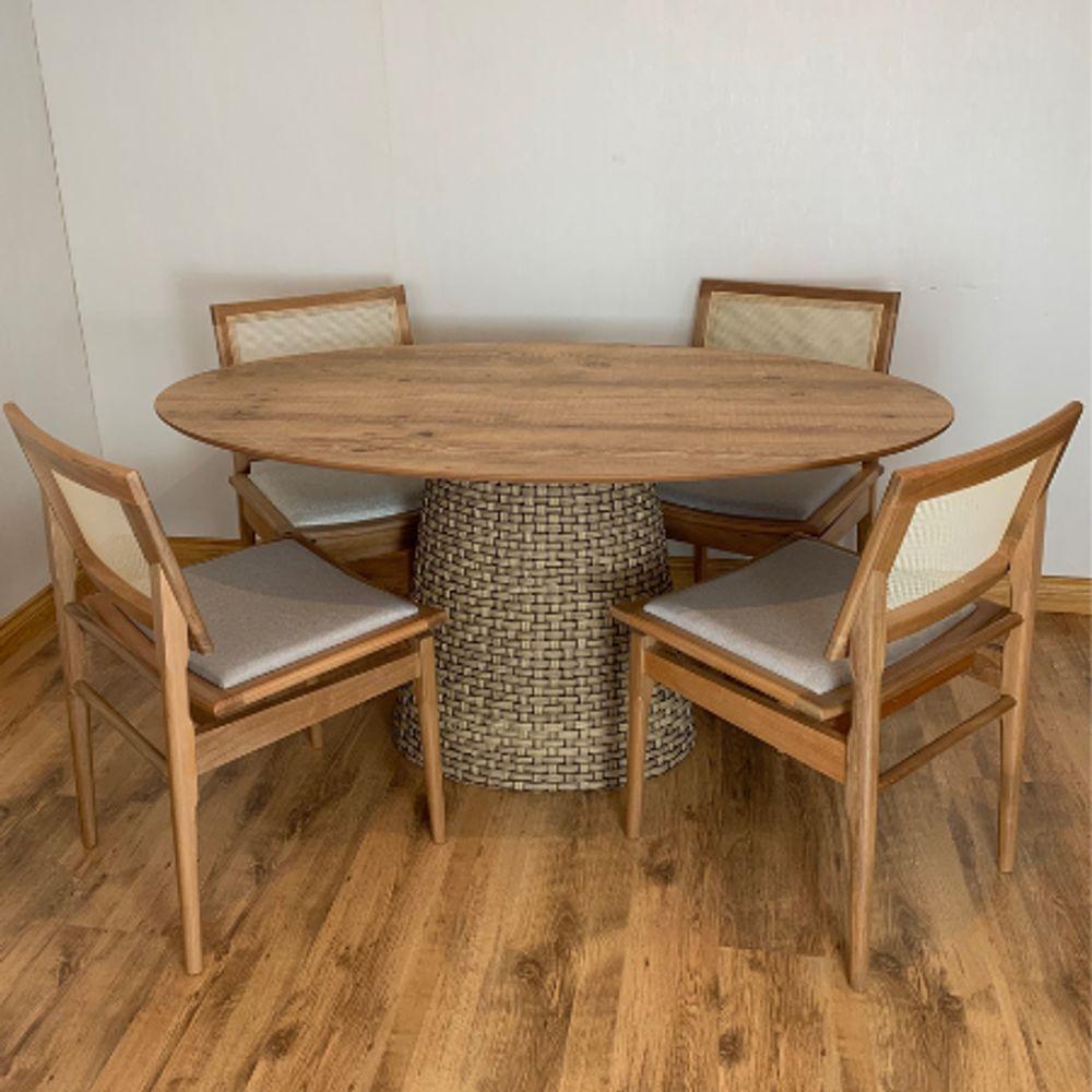 Mesa De Jantar Cone Oval 140x90 Cm Tampo Antíqua Base Fibra Sintética Cor Marrom - 2