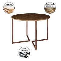 Mesa Jantar Industrial Amêndoa Base Cobre V Tampo 110Cm Redondo - 3