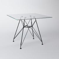 Mesa Eiffel Quadrada 90Cm Tampo De Vidro Com Base De Ferro Preto - 1
