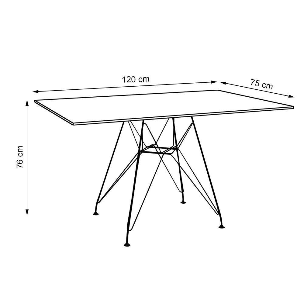 Mesa Eiffel Retangular 120X75 Tampo De Madeira Preto Com Base De Ferro Cobre - 2