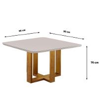 Mesa De Jantar Quadrada 4 Lugares Paris Tampo Com Vidro E Madeira Maciça Móveis Mix Mel/Off-White - 5