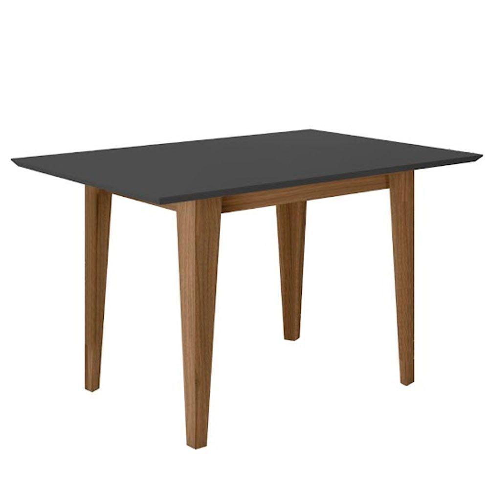 Mesa Para Sala De Jantar 136Cm Retangular Tampo Chanfrado Kate Poliman Carvalho Com Grafite - 1
