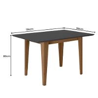 Mesa Para Sala De Jantar 136Cm Retangular Tampo Chanfrado Kate Poliman Carvalho Com Grafite - 5