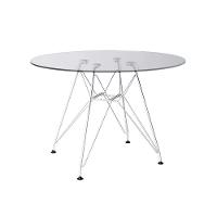 Mesa Eiffel Redonda 90Cm Tampo De Vidro Com Base De Ferro Branco - 1