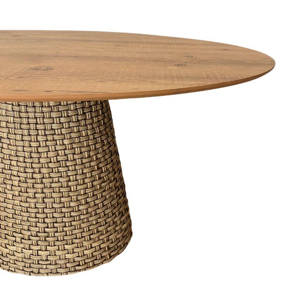 Mesa De Jantar Cone Oval 120x80 Cm Tampo Antíqua Base Fibra Sintética Cor Marrom - 5