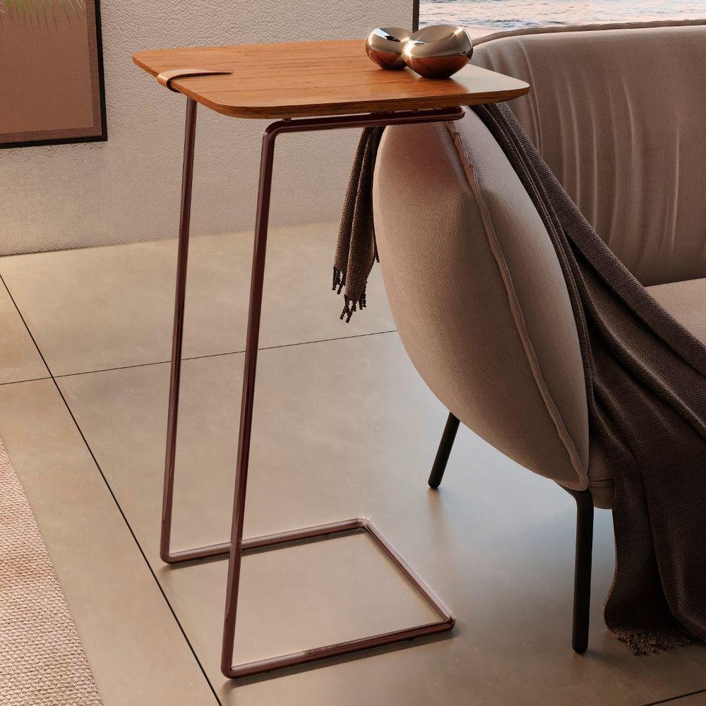 Mesa Apoio Lateral Para Sofá Atenas Pé Café Larflex Cinamomo - 3