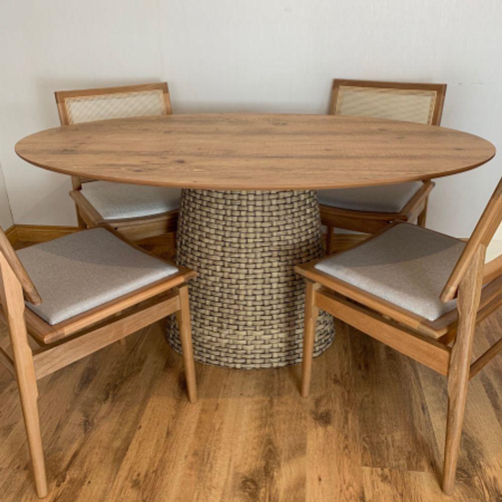 Mesa De Jantar Cone Oval 140x90 Cm Tampo Antíqua Base Fibra Sintética Cor Marrom - 3