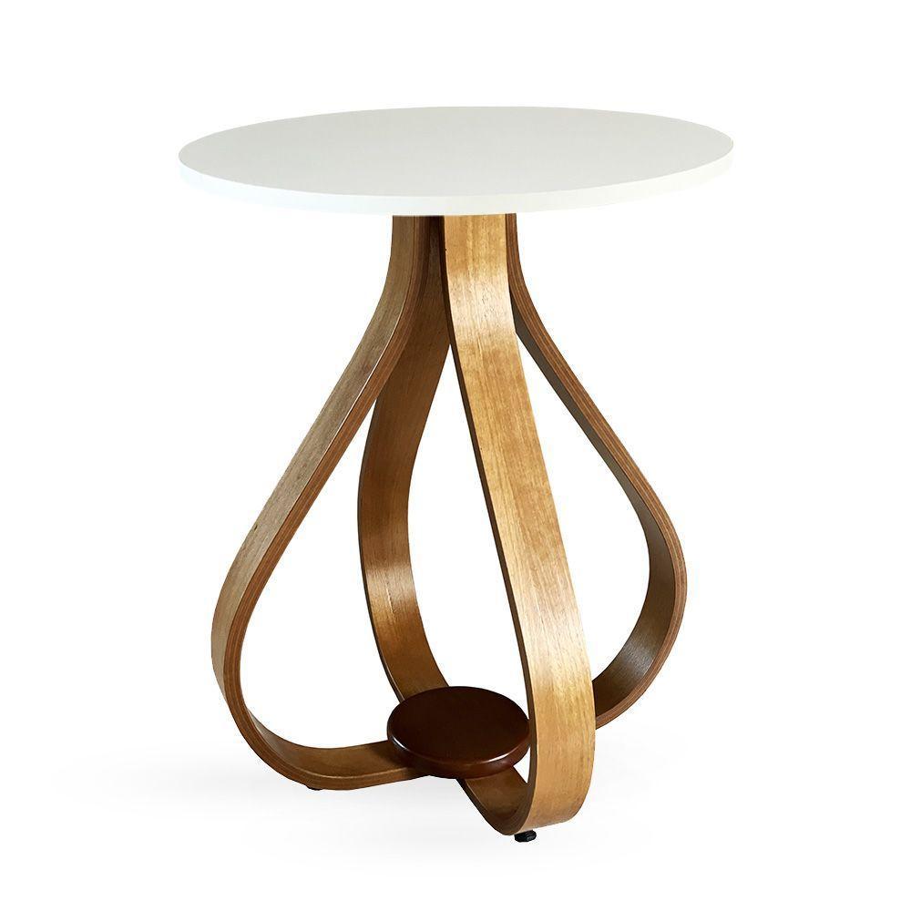 Mesa Lateral De Canto Pés Cebola 70X50Cm Branco - 1