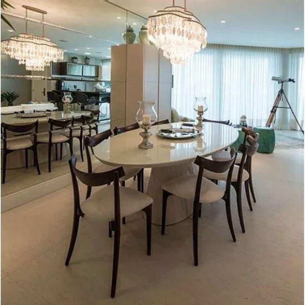 Mesa De Jantar Cone Oval 198x122 Cm Laqueado Branco Cor Branco - 1