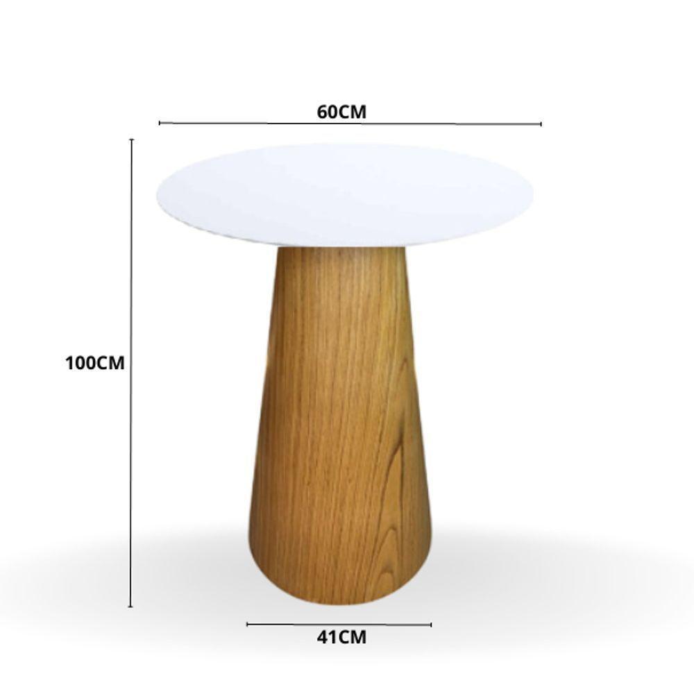 Mesa Bistrô Cone 60 Cm Tampo Laca Branca Base Freijó Cor Branco - 3