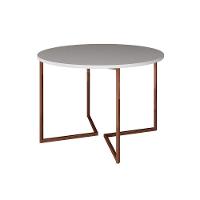Mesa Jantar Industrial Branca Base Cobre V Tampo 110Cm Redondo - 1