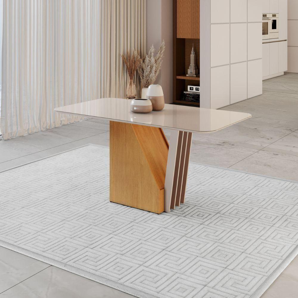 Mesa De Jantar Harpa Jcm Movelaria Off White 1,20 M - 2