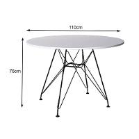 Mesa Eiffel Redonda 110Cm Tampo De Madeira Branco Com Base De Ferro Preto - 2