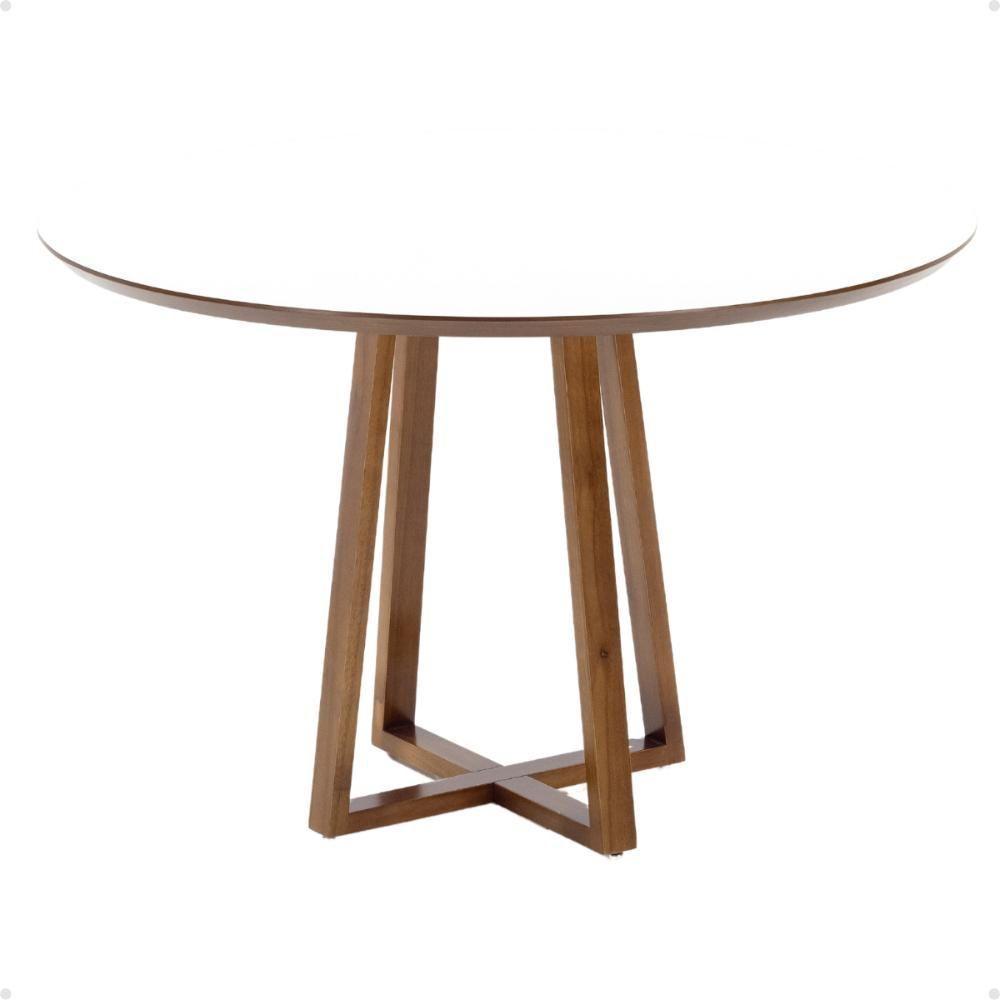 Mesa De Jantar Redonda Lara Premium 120cm Em Madeira Maciça E Mdf - Branco - 3