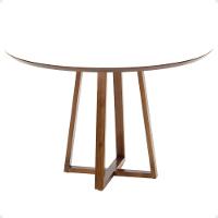Mesa De Jantar Redonda Lara Premium 120cm Em Madeira Maciça E Mdf - Branco - 1