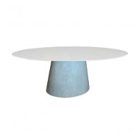 Mesa De Jantar Cone Cimento Queimado Oval 235x122 Cm Tampo Laqueado Cor Branco - 1