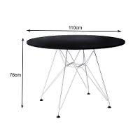 Mesa Eiffel Redonda 110Cm Tampo De Madeira Preto Com Base De Ferro Branco - 2