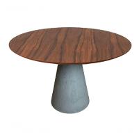 Mesa De Jantar Cone Cimento Rústico 150 Cm Tampo Pau Ferro Cor Marrom - 1