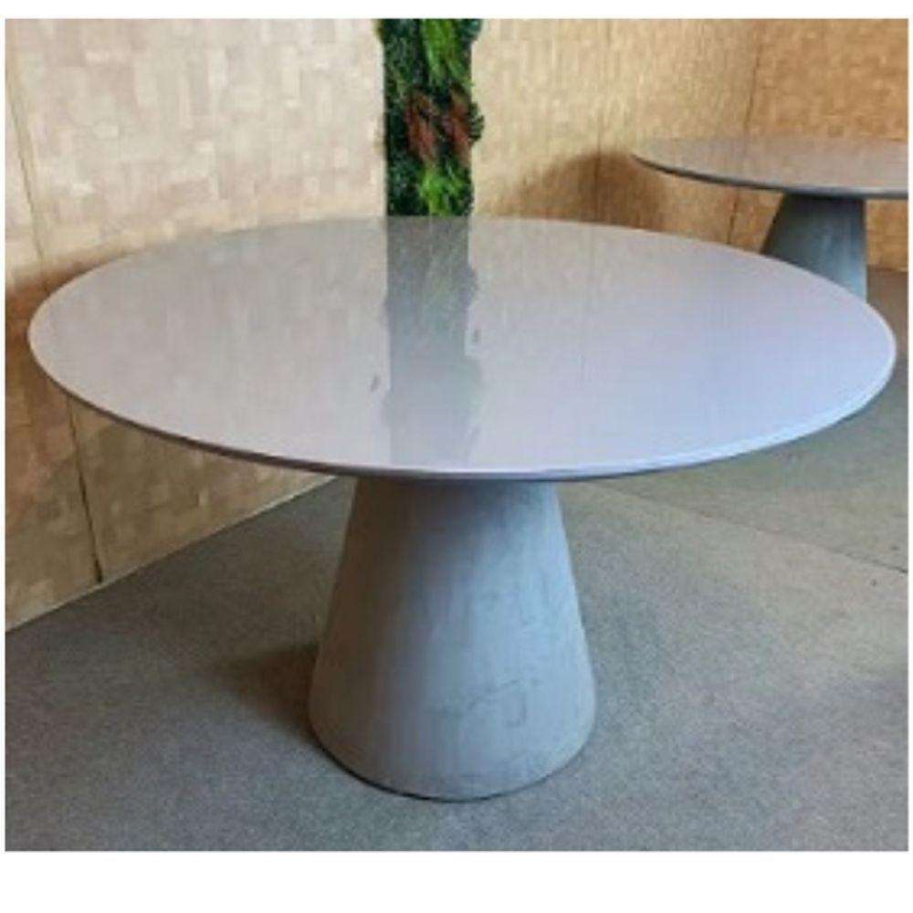 Mesa De Jantar Cone 120 Cm Cimento Queimado + Vidro Cinza Claro - 3