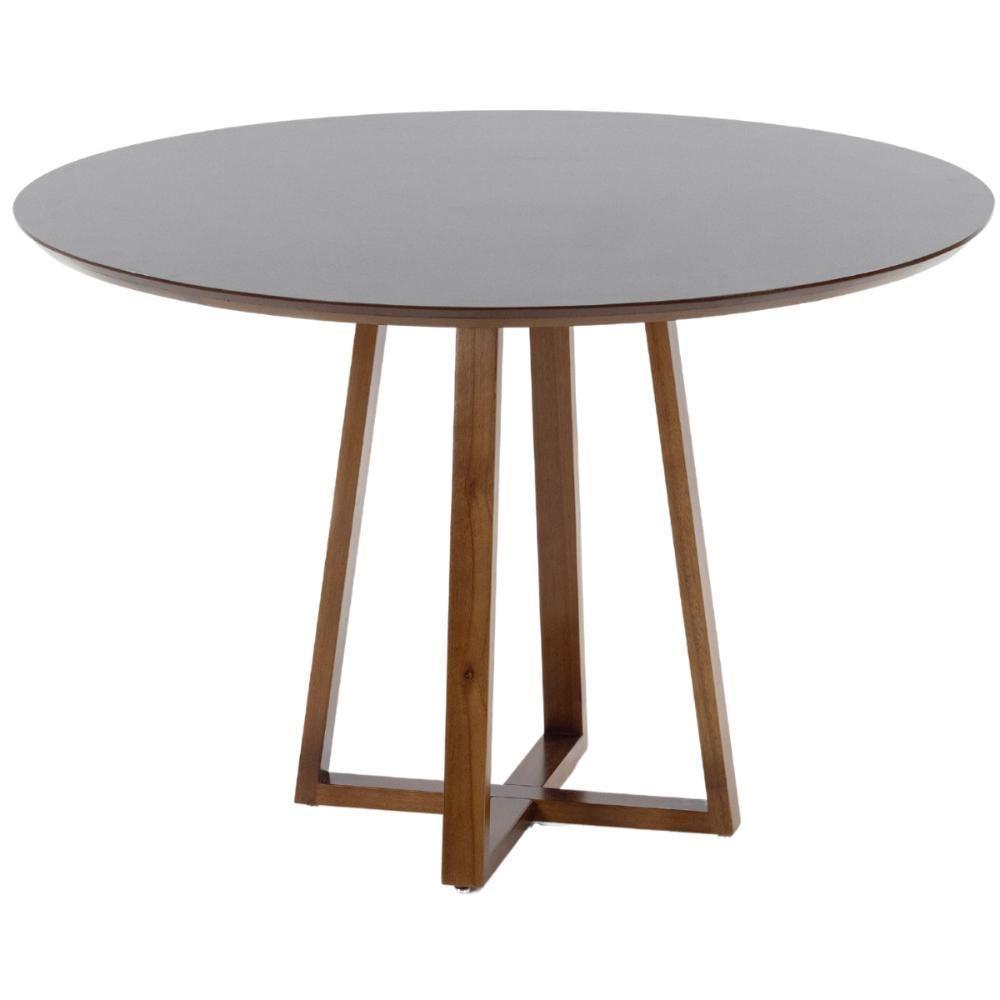Mesa De Jantar Redonda Lara Premium 120cm Em Madeira Maciça E Mdf - Preto - 1