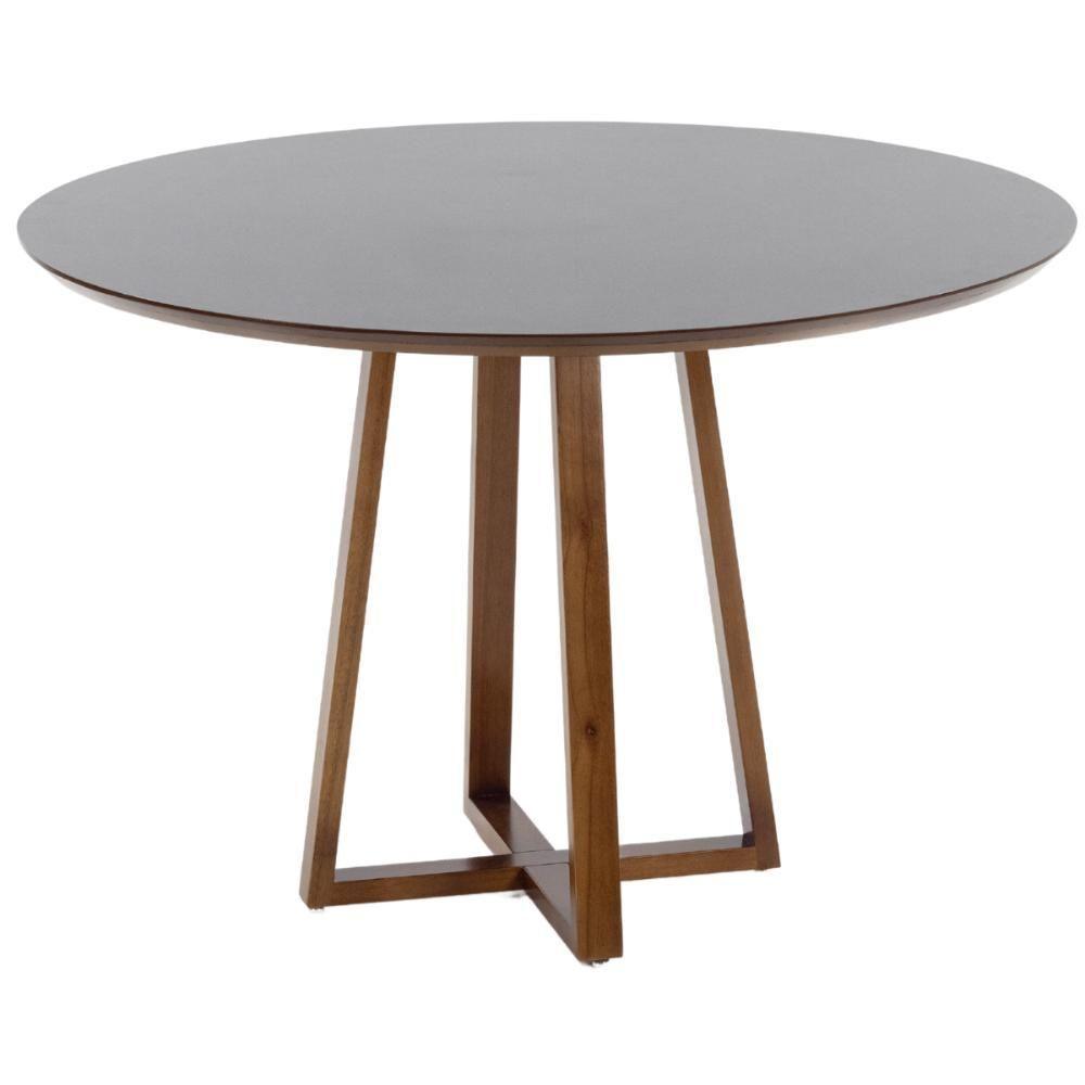 Mesa De Jantar Redonda Lara Premium 120cm Em Madeira Maciça E Mdf - Preto - 3