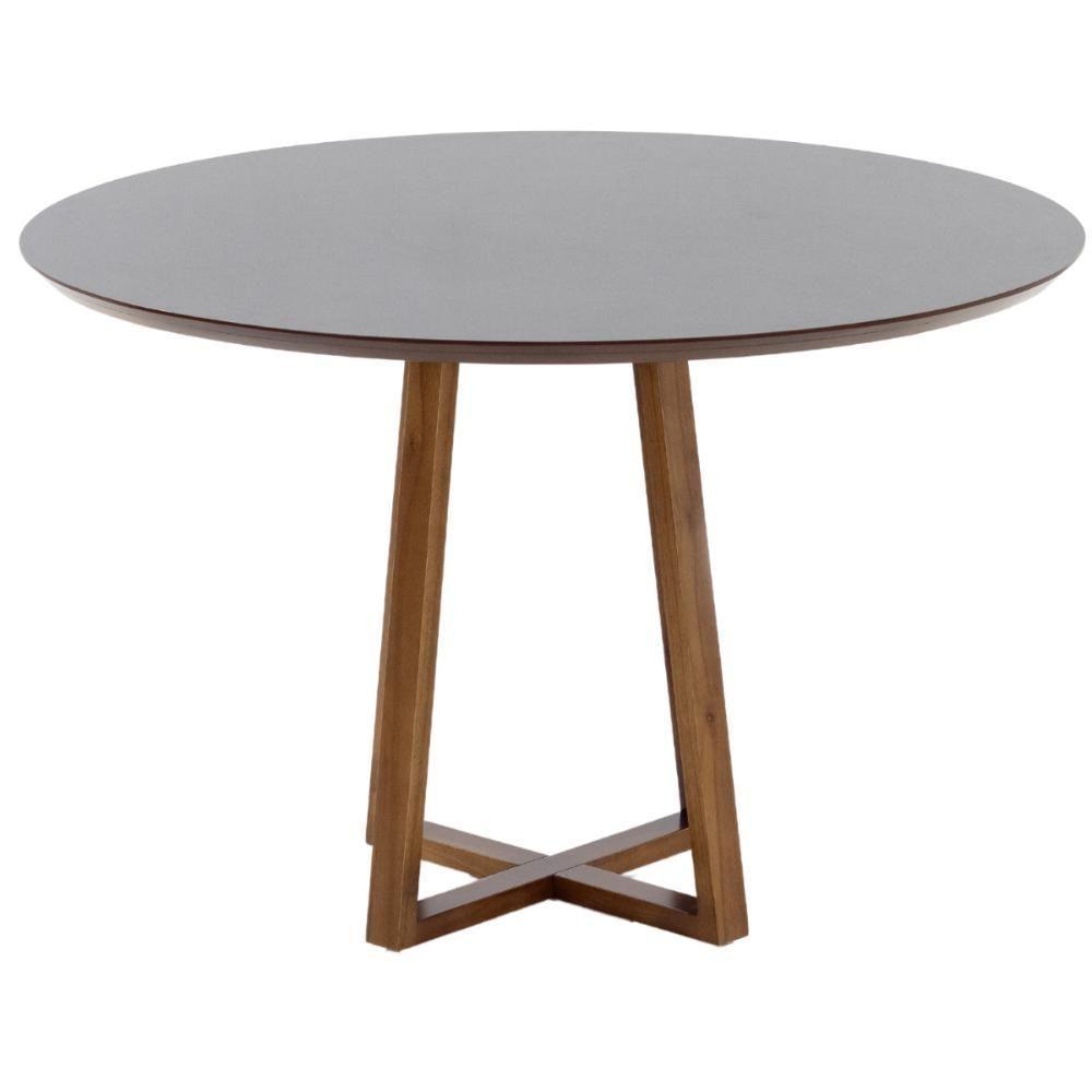 Mesa De Jantar Redonda Lara Premium 120cm Em Madeira Maciça E Mdf - Preto - 5