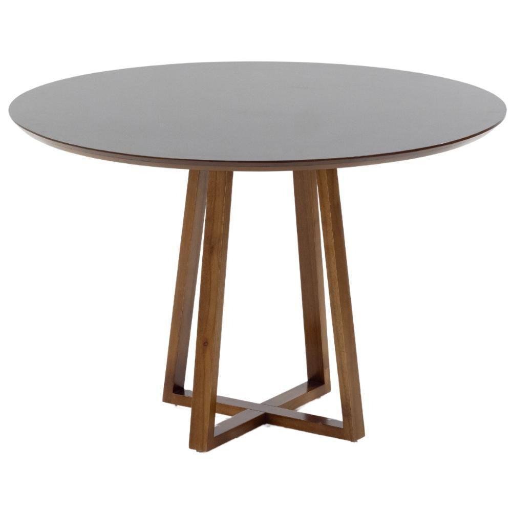 Mesa De Jantar Redonda Lara Premium 120cm Em Madeira Maciça E Mdf - Preto - 6