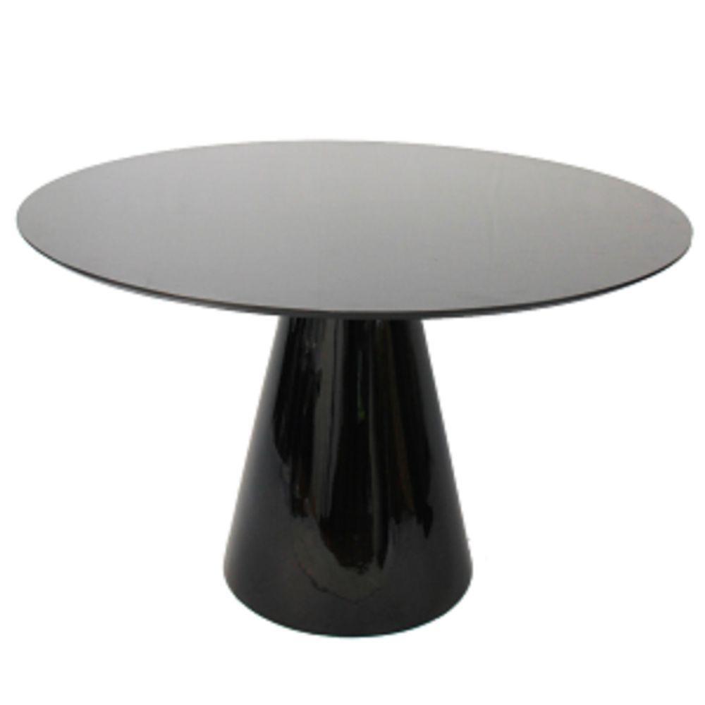 Mesa De Jantar Cone 60 Cm Tampo De Vidro Laca Preta Preto - 1