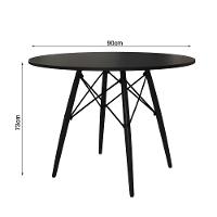 Mesa Eiffel Wood Tampo De Madeira 90 Cm Preto Pés Pretos New Green - Preto - 2