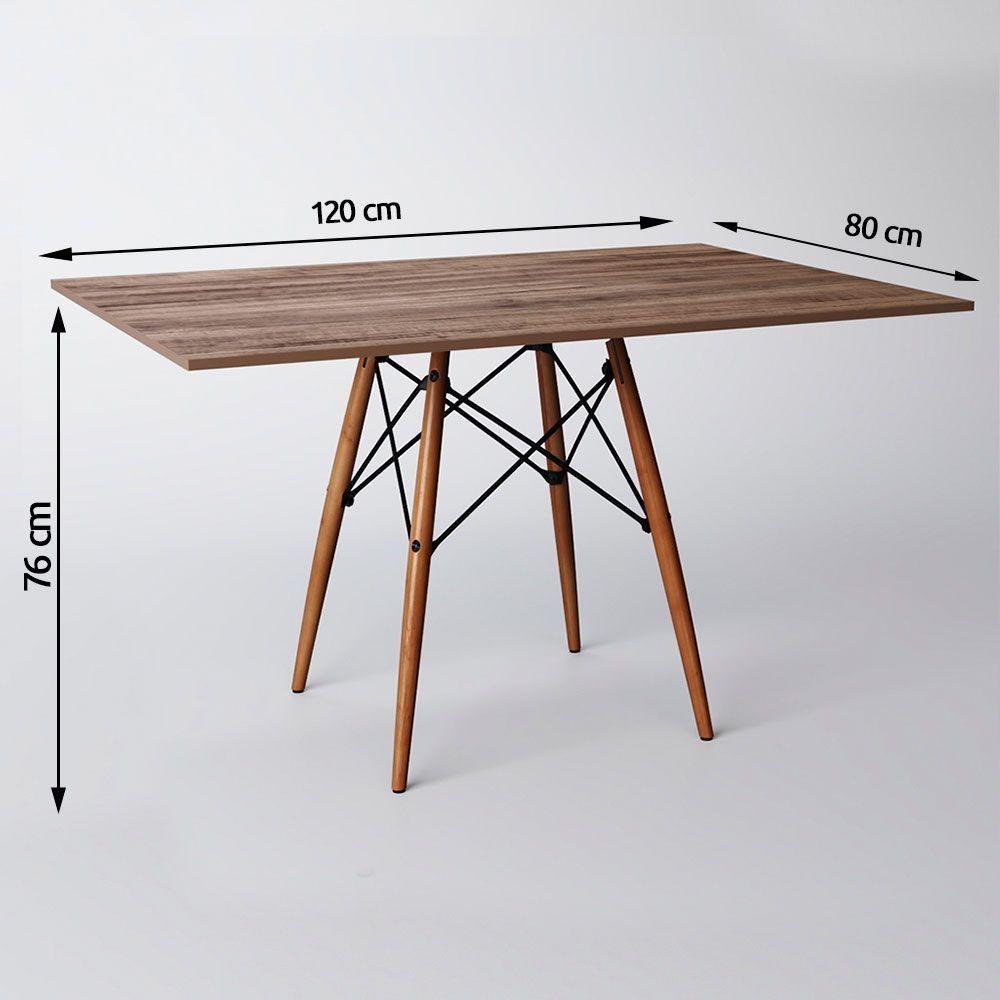 Mesa Eiffel Wood Tampo Retangular De Madeira 120 X 75 Cm Amêndoa Asturias - Cor: Marrom - 3