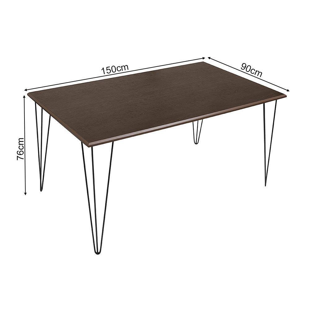 Mesa Elen Tampo Retangular 150 X 90 Cm De Madeira Amêndoa New Green - Marrom - 2