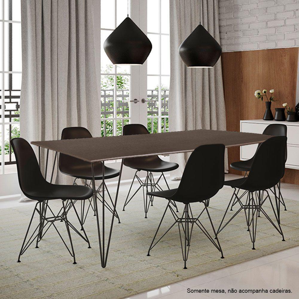 Mesa Elen Tampo Retangular 150 X 90 Cm De Madeira Amêndoa New Green - Marrom - 5