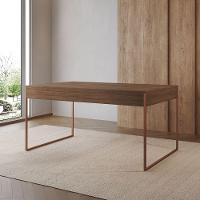 Mesa Industrial De Jantar Amêndoa 137X90Cm Retangular Filadélfia Base Ferro Cobre Cor: Amendoa - 1