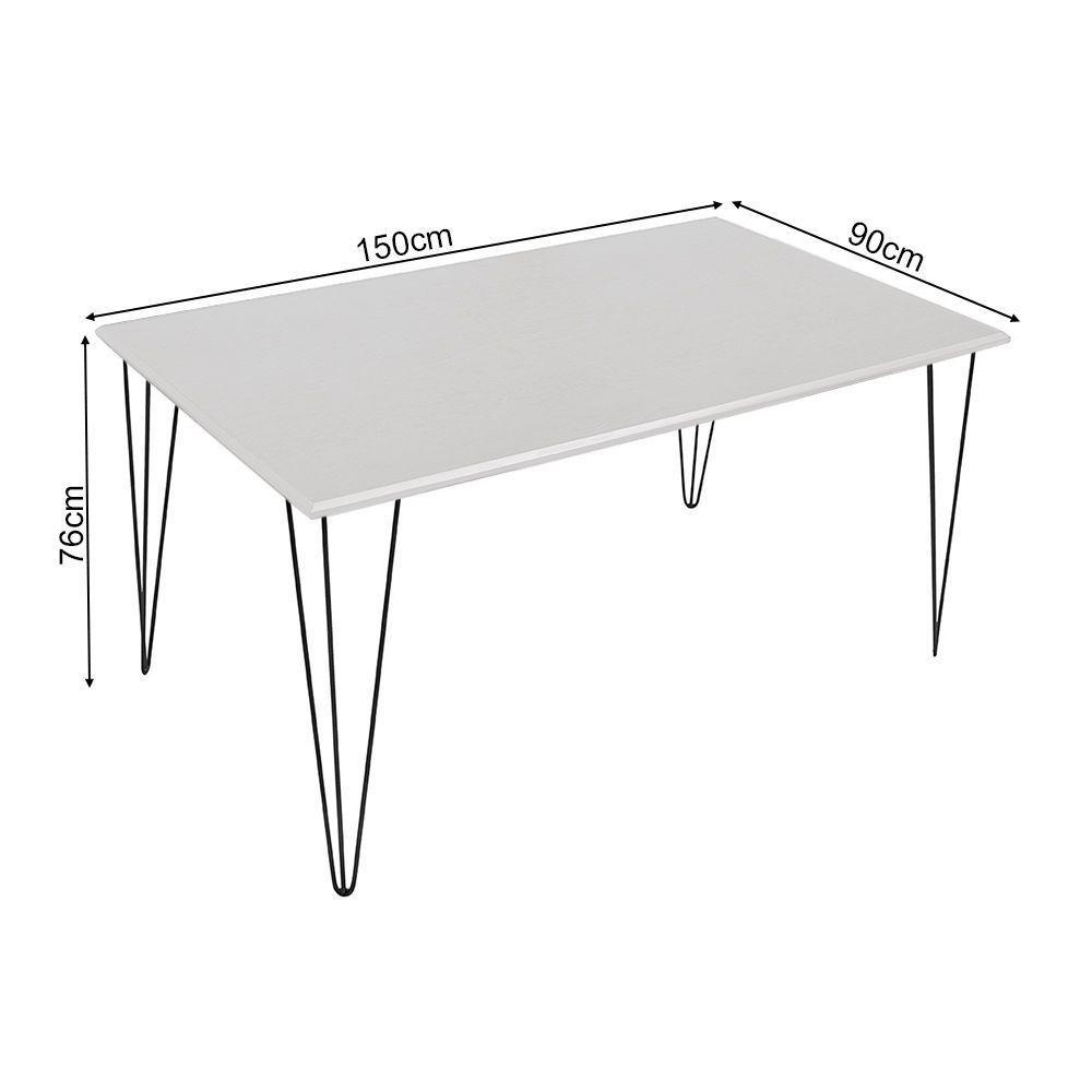 Mesa Elen Tampo Retangular 150 X 90 Cm De Madeira Branco New Green - Branco - 2