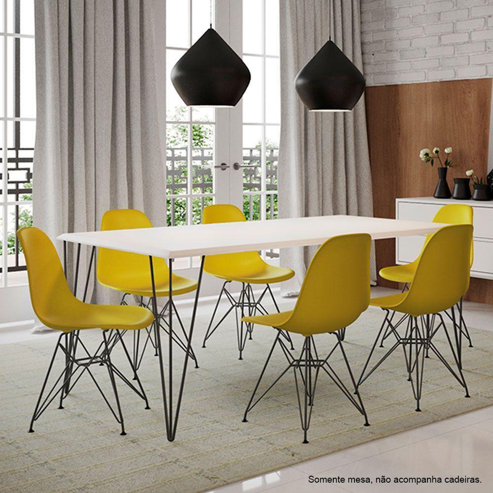 Mesa Elen Tampo Retangular 150 X 90 Cm De Madeira Branco New Green - Branco - 5