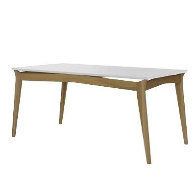 Mesa Sala Jantar Rubi 180x90cm Com Pés De Madeira Maciça Imbuia/branco Off Imbuia/branco Off