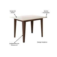 Mesa Para Sala De Jantar 120cm Retangular Tampo Chanfrado Kate Poliman Amêndoa Com Off White - 3