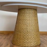 Mesa De Jantar Cone Oval 140x90 Cm Tampo Laca Branca Base Fibra Natural Cor Amarelo - 3