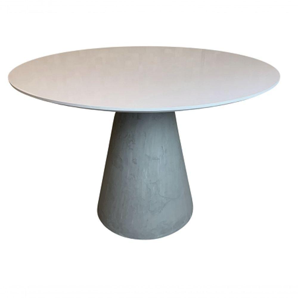 Mesa De Jantar Cone Concreto 150 Cm Tampo Laqueada Cor Branco - 1