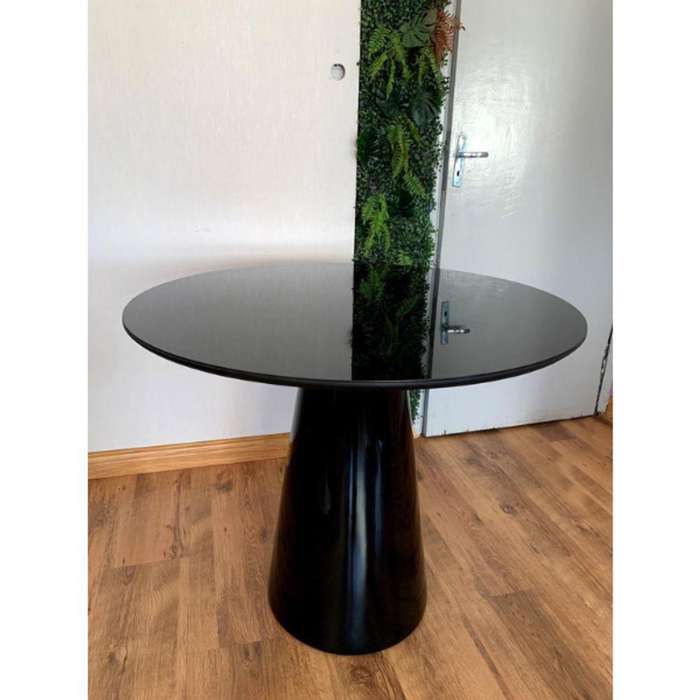 Mesa De Jantar Cone 100 Cm Tampo De Vidro Laca Preta Branco - 4