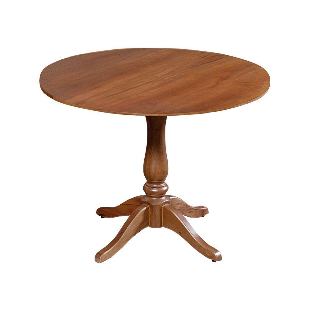 Mesa Redonda De Jantar 80Cm S/ Borda Rústica Em Madalena- Castanho - Marrom - 1