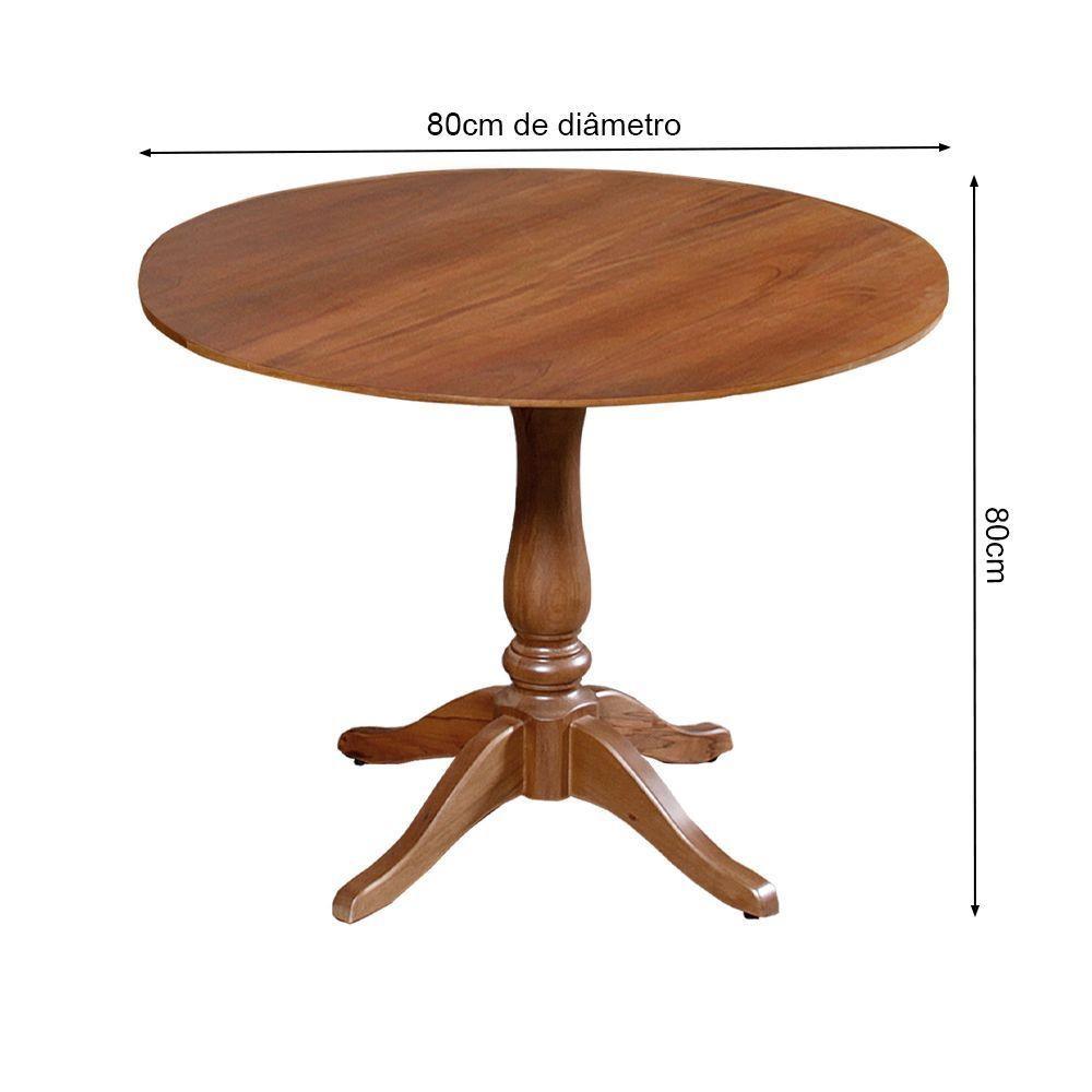 Mesa Redonda De Jantar 80Cm S/ Borda Rústica Em Madalena- Castanho - Marrom - 2